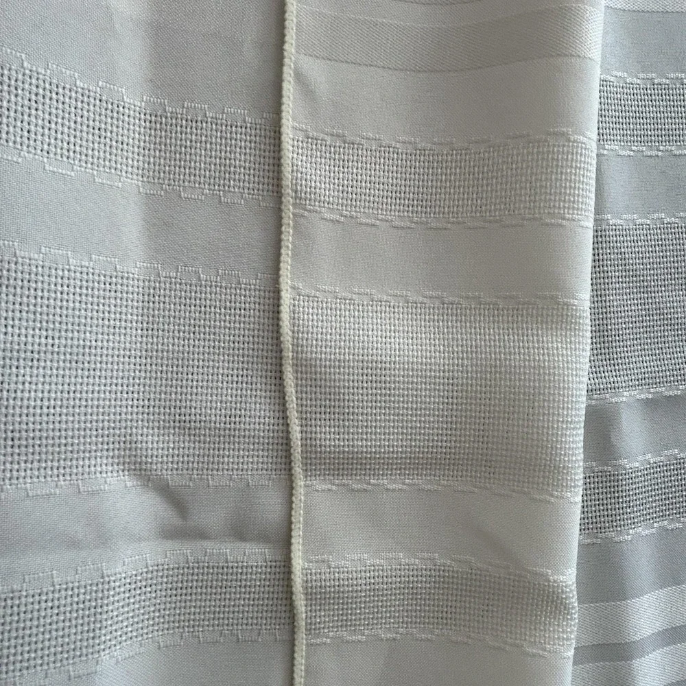 Vintage Cream Ivory Damask Stripe Tablecloth Mid-Century Rectangle 60x84